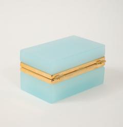 Antique French Robins Egg Blue Opaline Small Rectangular Box 1900 - 4180683