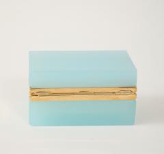 Antique French Robins Egg Blue Opaline Small Rectangular Box 1900 - 4180684
