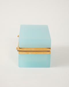 Antique French Robins Egg Blue Opaline Small Rectangular Box 1900 - 4180686