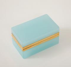 Antique French Robins Egg Blue Opaline Small Rectangular Box 1900 - 4180688