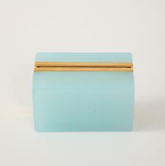 Antique French Robins Egg Blue Opaline Small Rectangular Box 1900 - 4180689