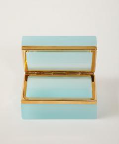 Antique French Robins Egg Blue Opaline Small Rectangular Box 1900 - 4180690
