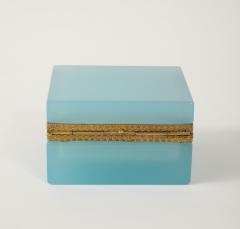 Antique French Robins Egg Blue Opaline Square Box with Fancy Mounts 1900 - 4179549