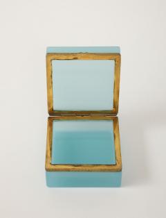 Antique French Robins Egg Blue Opaline Square Box with Fancy Mounts 1900 - 4179555