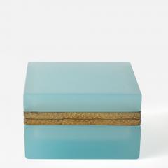 Antique French Robins Egg Blue Opaline Square Box with Fancy Mounts 1900 - 4186061