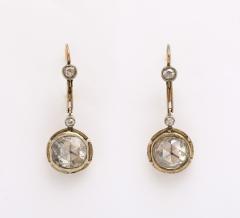 Antique French Rose Cut Diamond Gold Dangle Earrings - 3474924