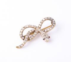 Antique French Rose Diamond Snake Infinity Brooch - 2745456