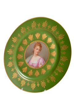 Antique French Sevres Hand Painted Gilt Porcelain Portrait Plate - 3464283
