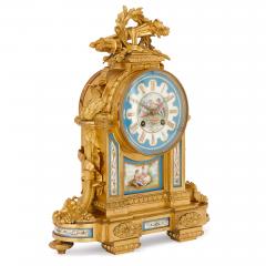 Antique French Sevres style porcelain and gilt bronze mantel clock - 4230908
