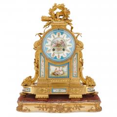 Antique French Sevres style porcelain and gilt bronze mantel clock - 4230909