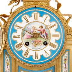 Antique French Sevres style porcelain and gilt bronze mantel clock - 4230911