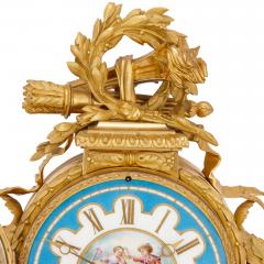 Antique French Sevres style porcelain and gilt bronze mantel clock - 4230912
