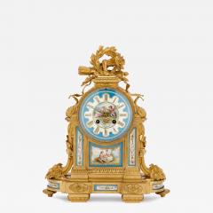 Antique French Sevres style porcelain and gilt bronze mantel clock - 4231388