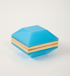 Antique French Turquoise Opaline Hexagonal Box - 4180694