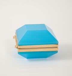Antique French Turquoise Opaline Hexagonal Box - 4180696