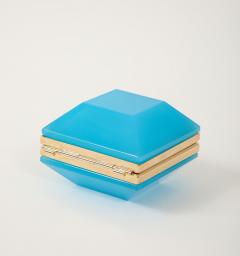 Antique French Turquoise Opaline Hexagonal Box - 4180697