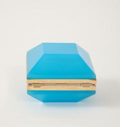Antique French Turquoise Opaline Hexagonal Box - 4180698