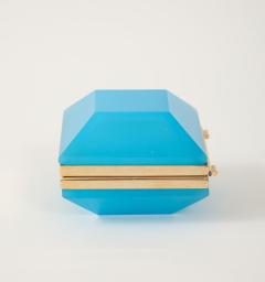 Antique French Turquoise Opaline Hexagonal Box - 4180699