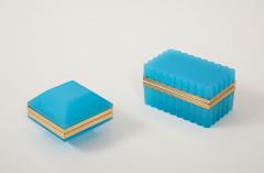 Antique French Turquoise Opaline Hexagonal Box - 4180702