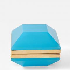 Antique French Turquoise Opaline Hexagonal Box - 4186065