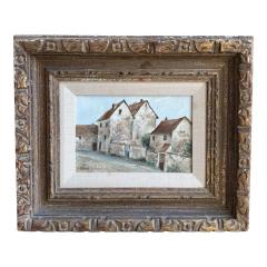 Antique French Village Oil Painting by R Touz  - 4549782