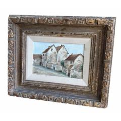 Antique French Village Oil Painting by R Touz  - 4549807