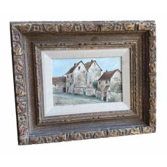 Antique French Village Oil Painting by R Touz  - 4549808