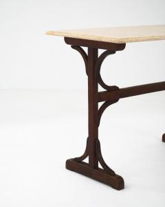 Antique French Wooden Bistro Table with Marble Top - 3472054