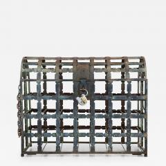 Antique French Wrought Iron Chest Wine Storage Rack for 28 Bottles - 4504204