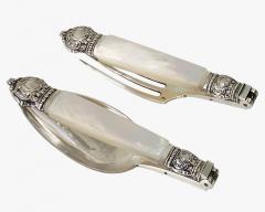 Antique French antique silver mop travel folding fork and spoon original box - 4559624