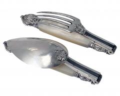 Antique French antique silver mop travel folding fork and spoon original box - 4559636