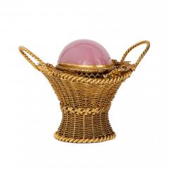 Antique French basket shaped perfume bottle and holder - 4113654