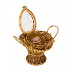 Antique French basket shaped perfume bottle and holder - 4113656
