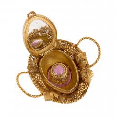 Antique French basket shaped perfume bottle and holder - 4113657