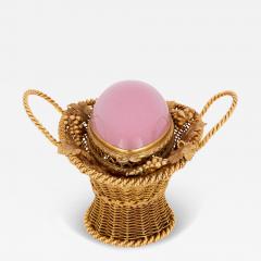 Antique French basket shaped perfume bottle and holder - 4115128