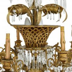 Antique French clear cut glass and ormolu twelve light chandelier - 3403219