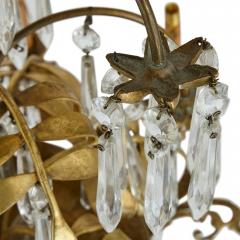 Antique French clear cut glass and ormolu twelve light chandelier - 3403226