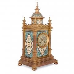 Antique French clock set in champlev enamel and ormolu - 3596811