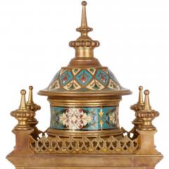 Antique French clock set in champlev enamel and ormolu - 3596815