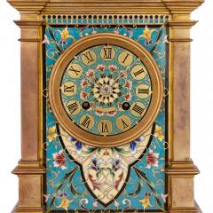 Antique French clock set in champlev enamel and ormolu - 3596818