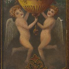 Antique French folding screen painted in the Romantic style - 2337724