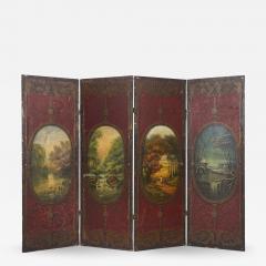 Antique French folding screen painted in the Romantic style - 2338112
