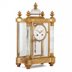 Antique French gilt bronze and cut glass clock set - 4220900