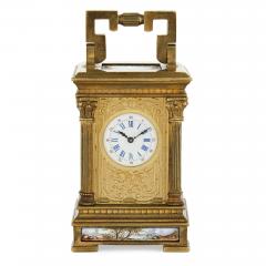 Antique French gilt bronze and enamel miniature carriage clock - 2189550