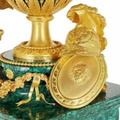 Antique French gilt bronze mounted malachite turning mantel clock - 3902280