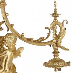 Antique French gilt bronze three branch chandelier - 1984914