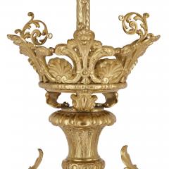 Antique French gilt bronze three branch chandelier - 1984915