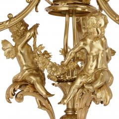 Antique French gilt bronze three branch chandelier - 1984916