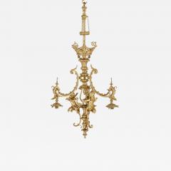 Antique French gilt bronze three branch chandelier - 1987587