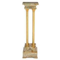 Antique French green onyx gilt bronze and champlev enamel pedestal - 4467140